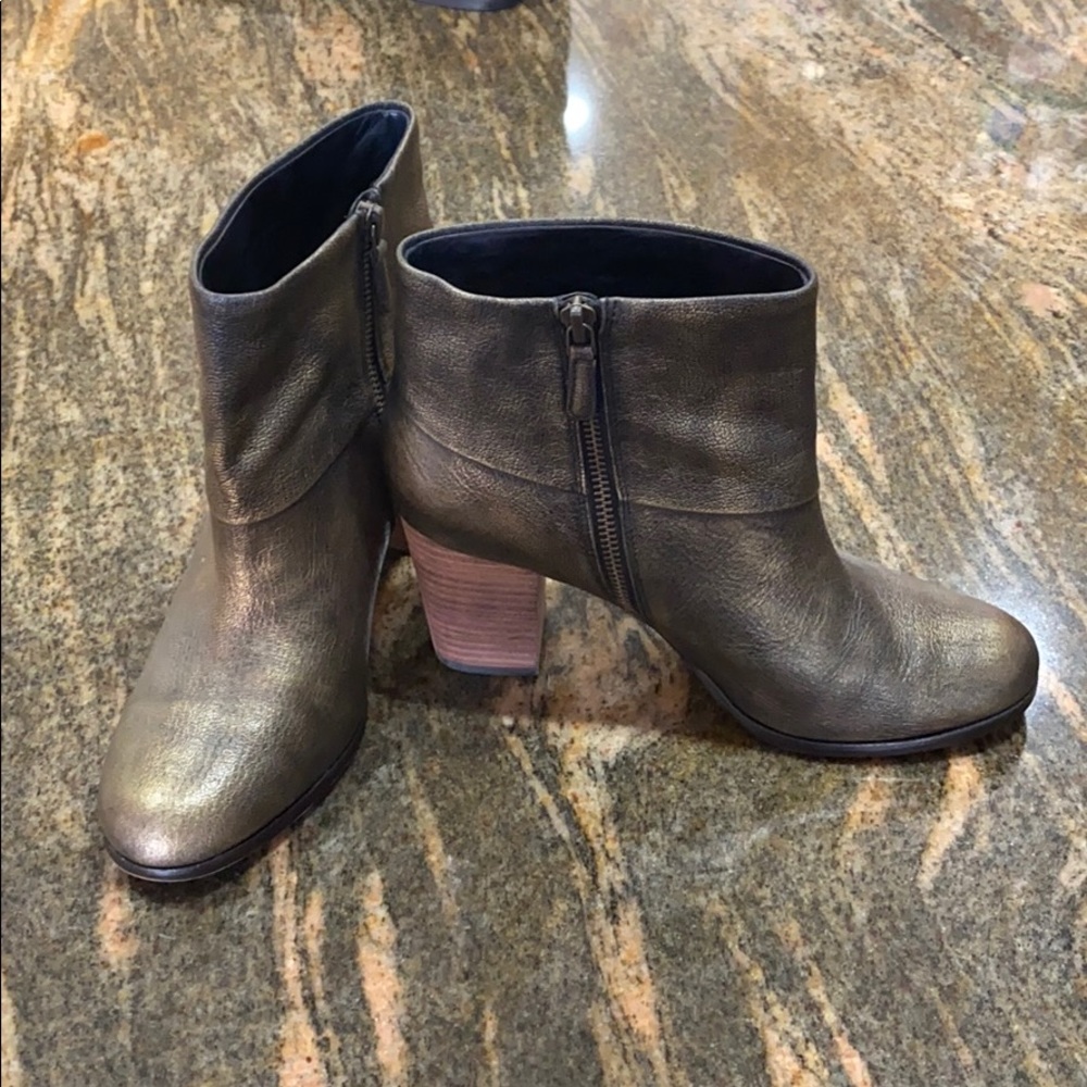 Cole Haan (Nike Air) Gold Leather Ankle Boots